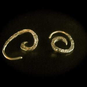 14K Solid Gold Spiral Earrings - Minimalist Second Hole Jewelry